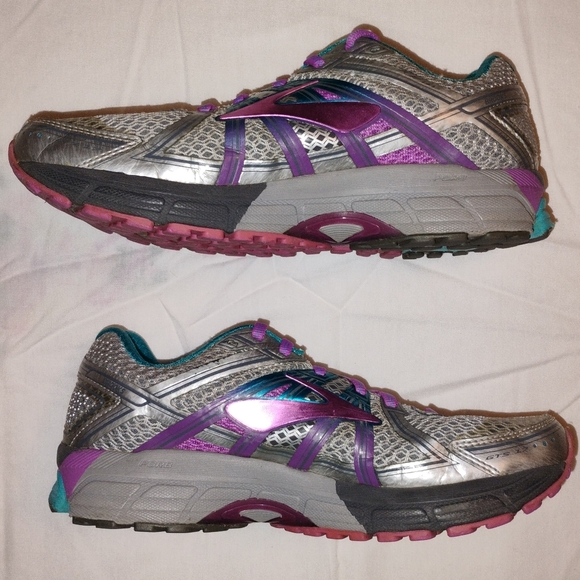 Brooks Adrenaline GTS 17 Running Shoes Silver/Purple Cactus Flower/Bluebird 8.5 - Picture 7 of 10